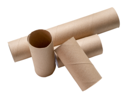 Top view of short and long tissue paper cores in stack isolated with clipping path in png file format