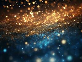 AI generated Blurred bokeh light background, Christmas and New Year holidays background photo