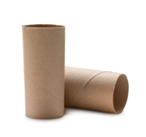 Front view of tissue paper cores in stack isolated with clipping path and shadow in png file format