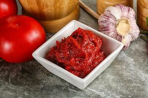 Natural organic red tomato paste photo