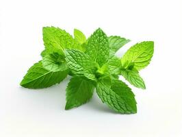 AI generated Mint leaf. Fresh mint on white background. Mint leaves isolated. Full depth of field. photo