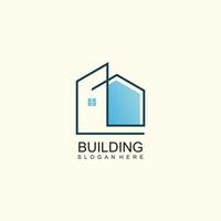 Building logo with line art concept vector