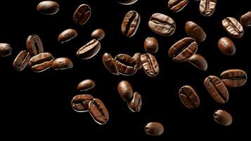 AI generated Coffee Beans Flying Isolated on the White Background photo