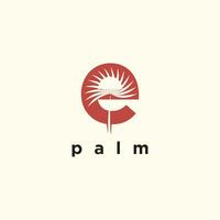 Palm logo design with letter e concept vector