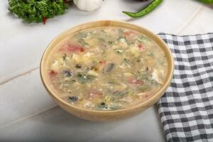 Chicken hot and sour soup photo