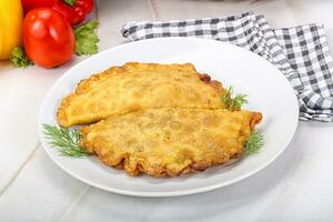 Homemade fried cheburek with meat photo