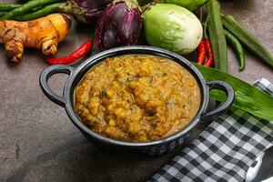 Indian cuisine Dal Tadka soup photo