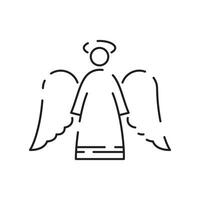 Christmas angel line icon. Happy New Year angel Line Icon On White Background. vector