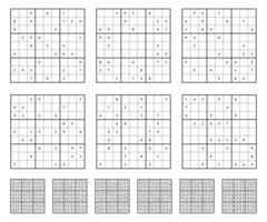 sudoku juego conjunto con respuestas sencillo vector diseño