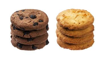 Stack of oatmeal cookies isolated on white background photo