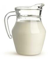 Jug of milk isolated on white background photo