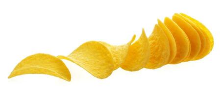 Potato chips isolated on white background with clipping path photo