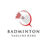 Badminton club logo design template isolated on white background Premium Vector