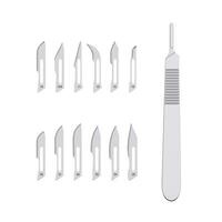 Set of Hygienic Surgical Scalpel Blades Bisturi. 3d Rendering photo