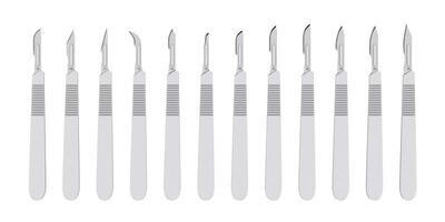 Set of Hygienic Surgical Scalpel Blades Bisturi. 3d Rendering photo