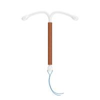 Birth Control Concept. T Shape IUD Copper Intrauterine Device. 3d Rendering photo