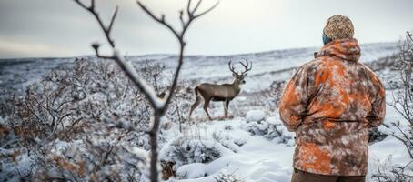 AI generated A dog breeder training a Siberian Husky on a frosty tundra plain photo