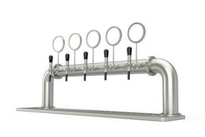 Row of Bar Beer Taps. 3d Rendering photo