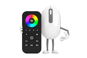 Computer Mouse Cartoon Person Character Mascot with Infrared Remote Lighting Control for RGB Led Lamp or RGB Strip. 3d Rendering photo