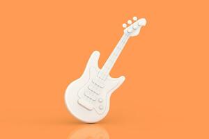 Duotone Abstract Cartoon White Electric Guitar Web Icon Sign. 3d Rendering photo