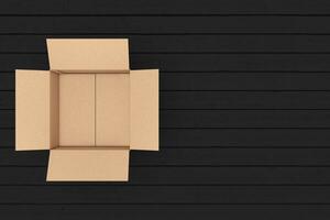 Empty Opened Cardboard Box Top View. 3d Rendering photo