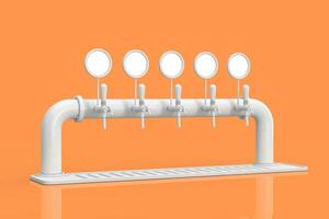 fila de blanco bar cerveza grifos en arcilla estilo. 3d representación foto