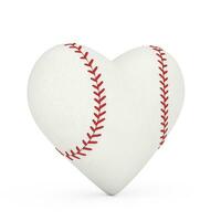 blanco béisbol pelota en forma de corazón. 3d representación foto