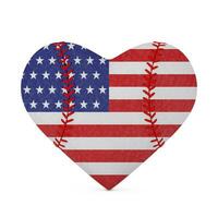 Baseball Ball in Shape of Heart and in the Colors of American Flag. 3d Rendering photo