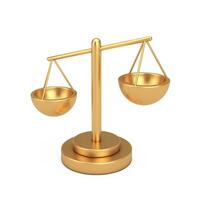 Simple Golden Balance Scale Web Icon Sign. 3d Rendering photo