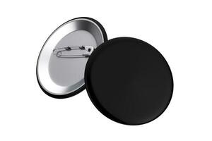 Front and Back View of Black Button Badges Mockup. 3d Rendering photo