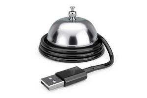 Service Ring Bell with USB Cable. 3d Rendering photo