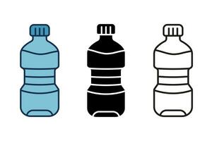 Water bottle icons set. Isolated vector illustration