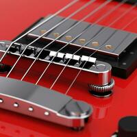 Red Electric Guitar Strings. 3d Rendering photo