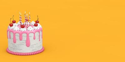 resumen cumpleaños dibujos animados postre Cereza pastel con velas 3d representación foto