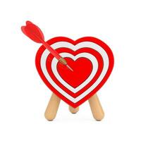 Love Concept. Archery Target in Shape of Heart with Dart in Center. 3d Rendering photo