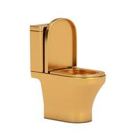 Golden Toilet Bowl Icon. 3d Rendering photo