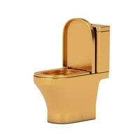 Golden Toilet Bowl Icon. 3d Rendering photo