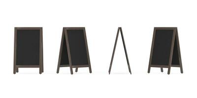 Blank Wooden Menu Blackboard Outdoor Display in Different Position. 3d Rendering photo