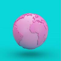 Pink Earth Globe in Duotone Style. 3d Rendering photo