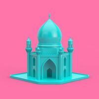 Blue Islamic Mosque and Minaret Building Model Icon in Duotone Style. 3d Rendering photo