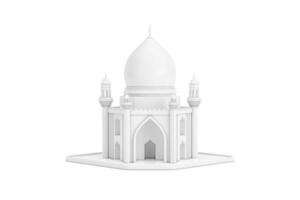 White Islamic Mosque and Minaret Building Model Icon. 3d Rendering photo