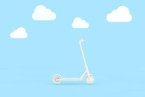 White Modern Eco Electric Kick Scooter in Clay Style. 3d Rendering photo