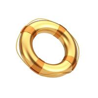 Golden Lifebuoy Ring. 3d Rendering photo