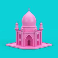 Pink Islamic Mosque and Minaret Building Model Icon in Duotone Style. 3d Rendering photo