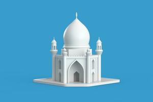 White Islamic Mosque and Minaret Building Model Icon. 3d Rendering photo