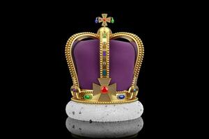 el real coronación dorado corona con diamantes 3d representación foto