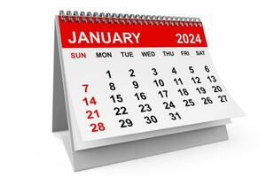 2024 Year January Calendar. 3d rendering photo