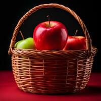 AI generated Basket full of delicious apples photo