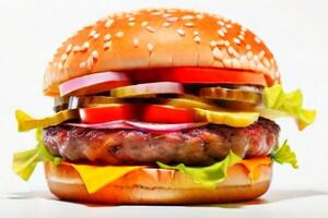 AI generated fresh burger isolated on white background. AI generated photo
