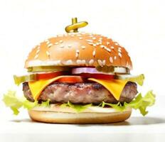 AI generated fresh burger isolated on white background. AI generated photo